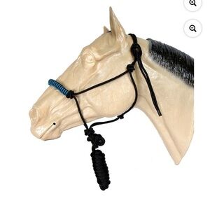 Formay Braided Noseband Rope Halter with 8 Foot Lead black  new